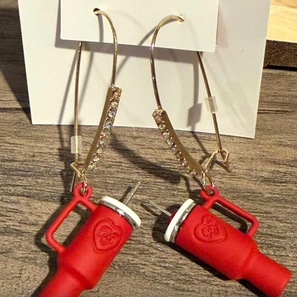 Betsy Johnson Red Tumbler Earrings